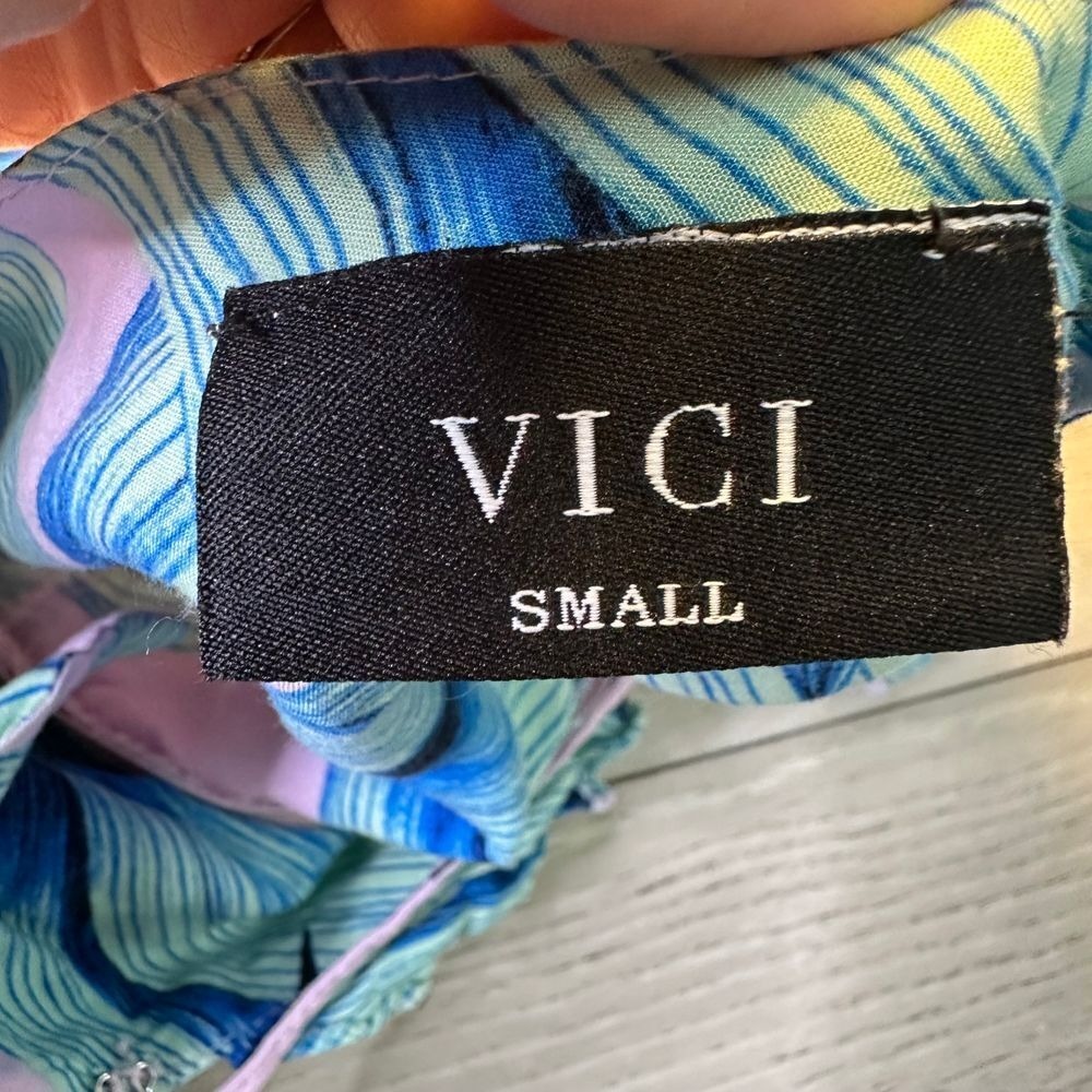 Vici maxi floral pink and blue flowy maxi dress tropical flutter sleeves size s - Picture 6 of 10